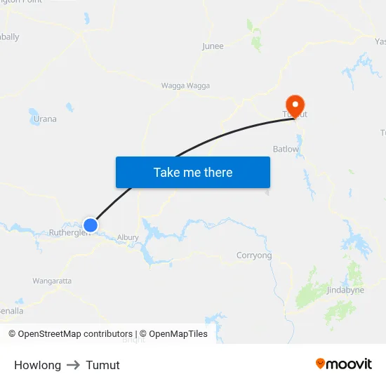 Howlong to Tumut map