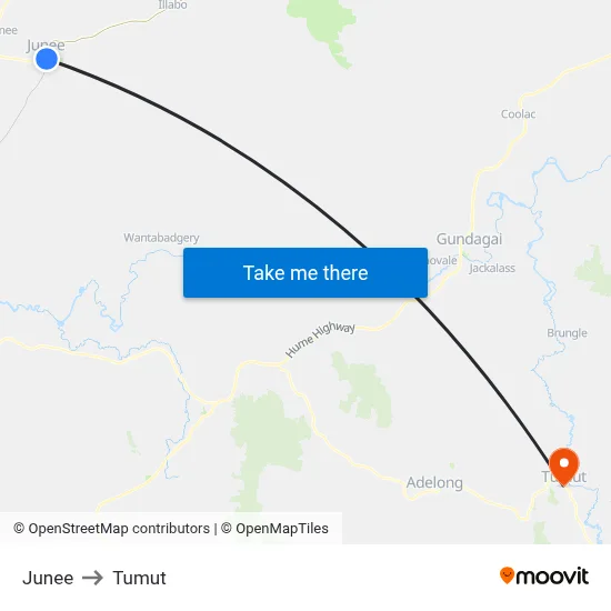 Junee to Tumut map