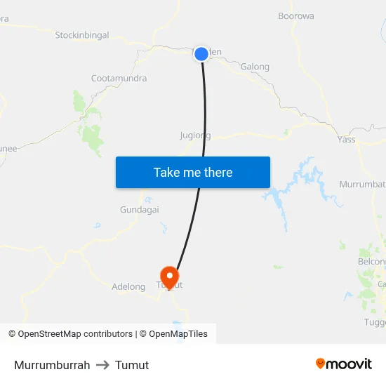 Murrumburrah to Tumut map