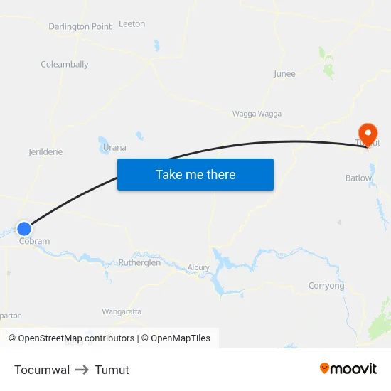 Tocumwal to Tumut map