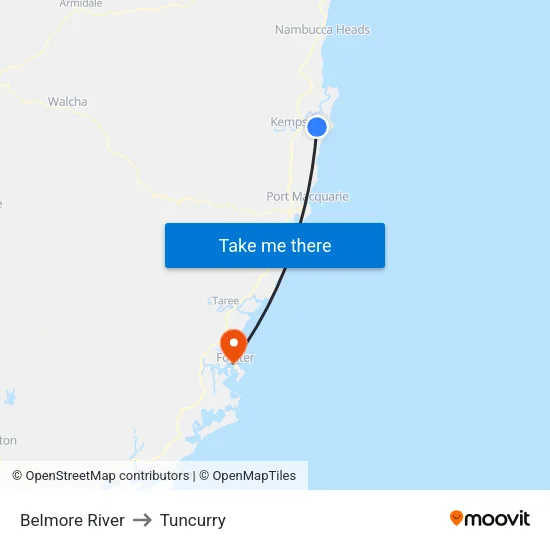 Belmore River to Tuncurry map