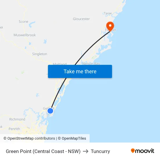 Green Point (Central Coast - NSW) to Tuncurry map