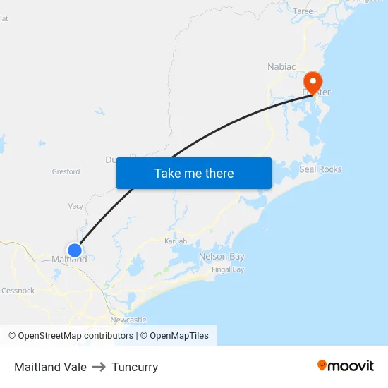 Maitland Vale to Tuncurry map