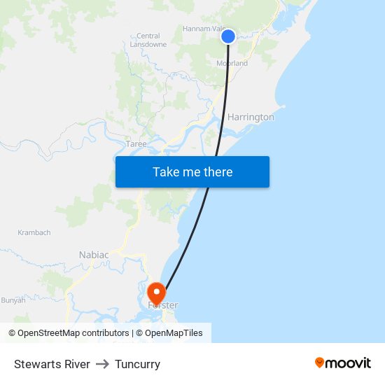 Stewarts River to Tuncurry map