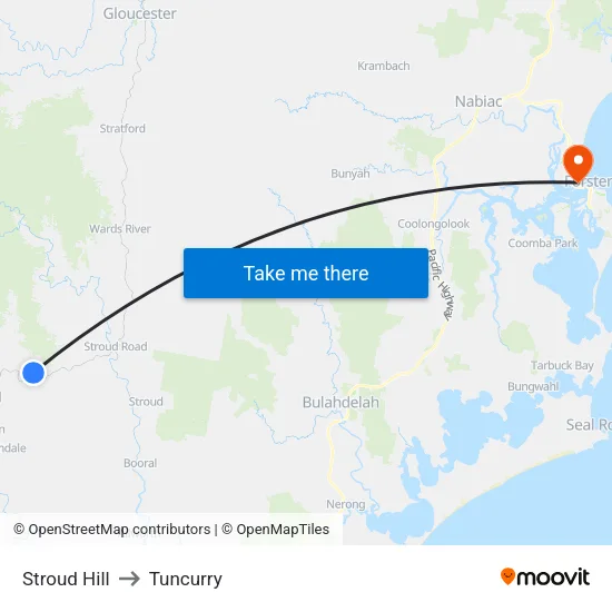 Stroud Hill to Tuncurry map