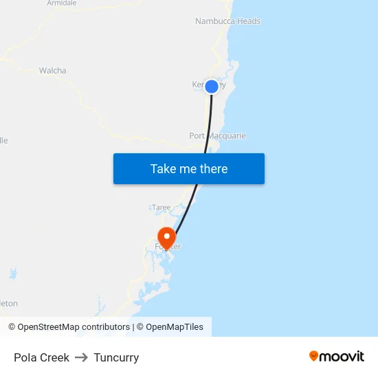 Pola Creek to Tuncurry map