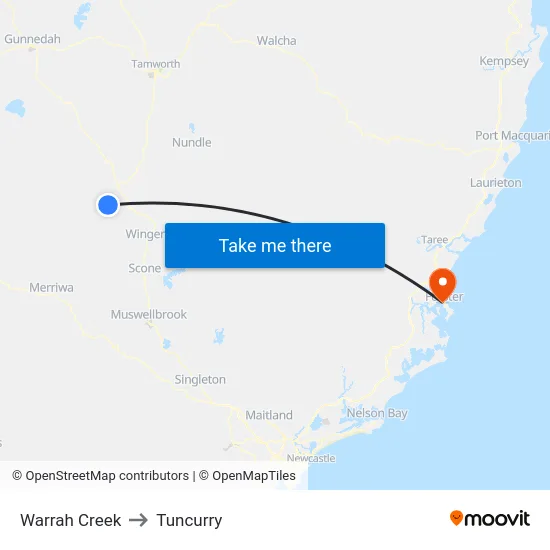 Warrah Creek to Tuncurry map