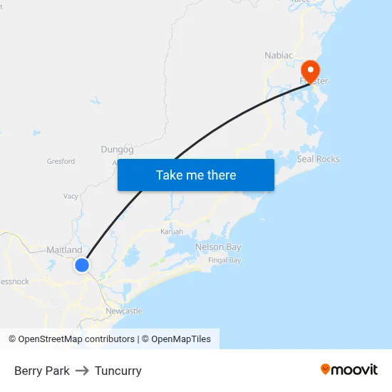 Berry Park to Tuncurry map