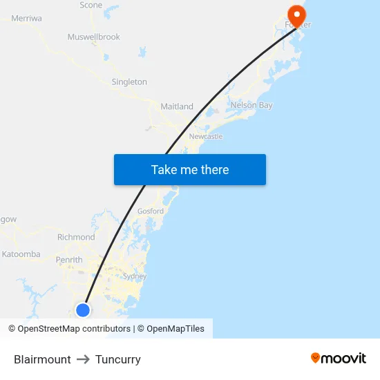 Blairmount to Tuncurry map