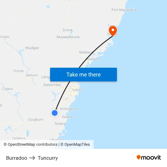 Burradoo to Tuncurry map