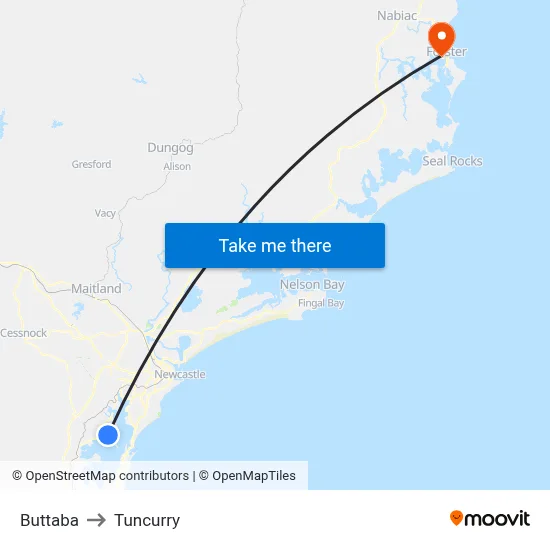 Buttaba to Tuncurry map