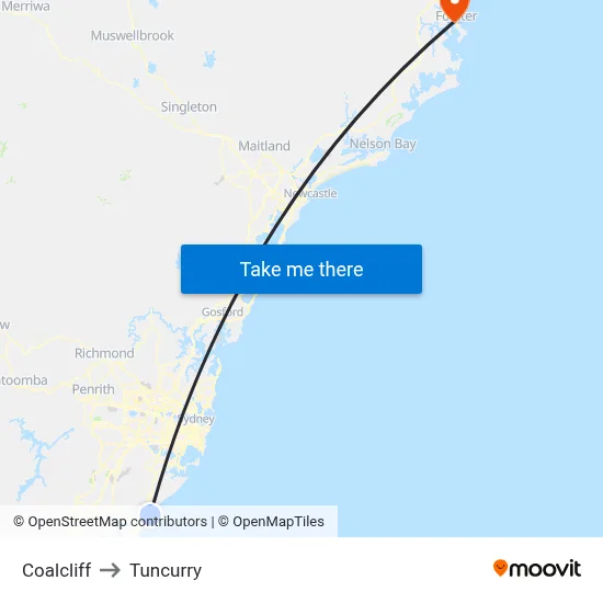 Coalcliff to Tuncurry map