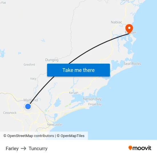 Farley to Tuncurry map