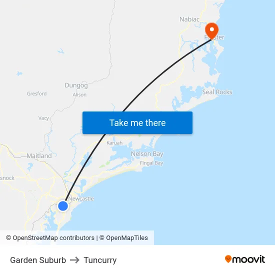 Garden Suburb to Tuncurry map