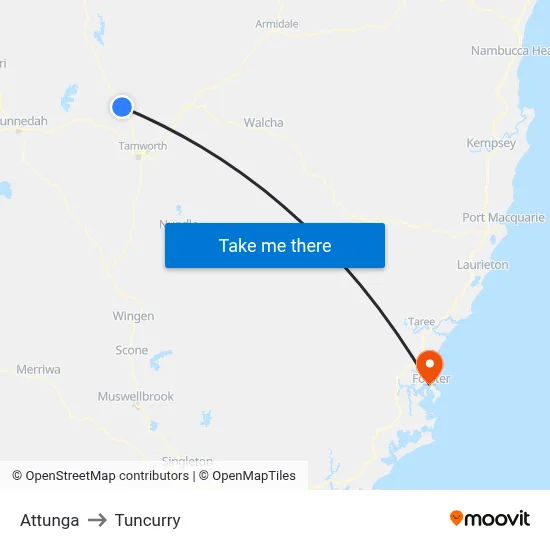 Attunga to Tuncurry map