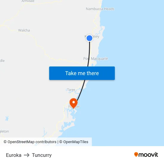 Euroka to Tuncurry map