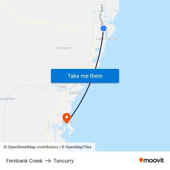 Fernbank Creek to Tuncurry map