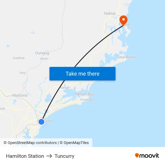 Hamilton Station to Tuncurry map