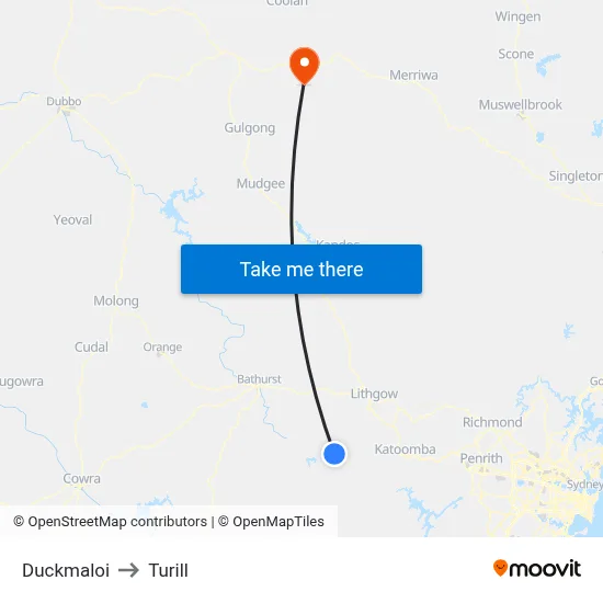 Duckmaloi to Turill map