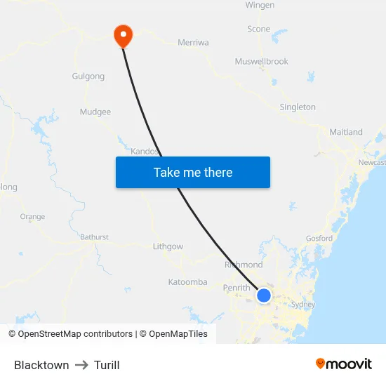 Blacktown to Turill map