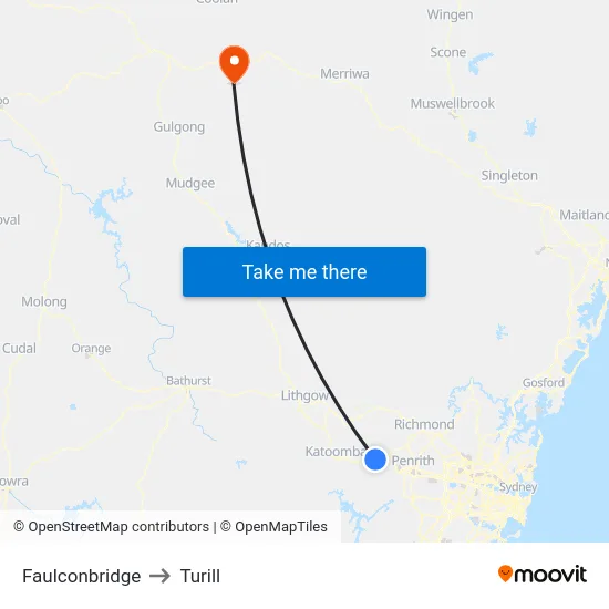 Faulconbridge to Turill map