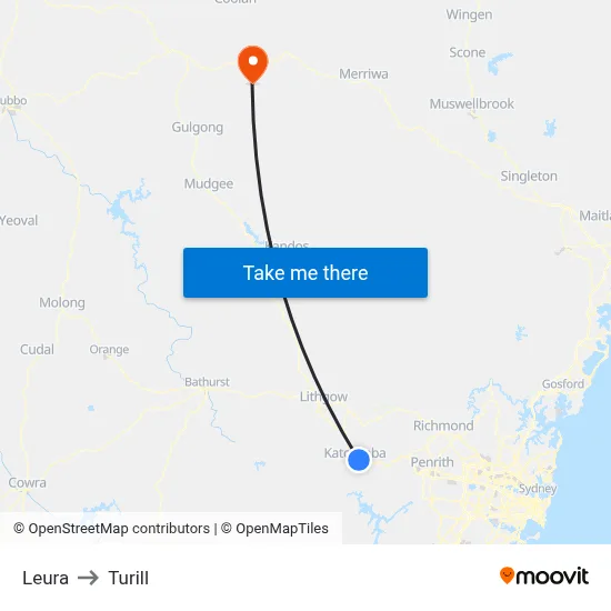 Leura to Turill map