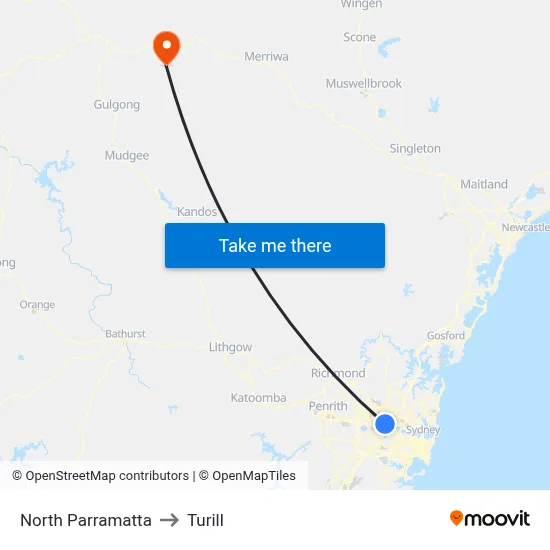 North Parramatta to Turill map