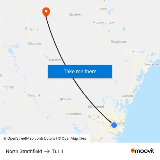 North Strathfield to Turill map