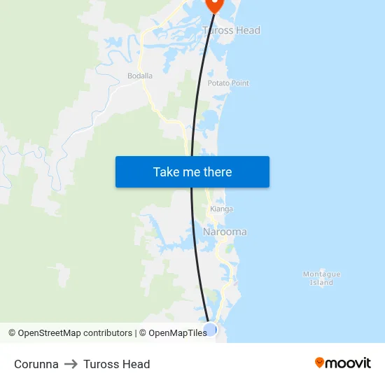 Corunna to Tuross Head map