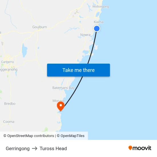 Gerringong to Tuross Head map