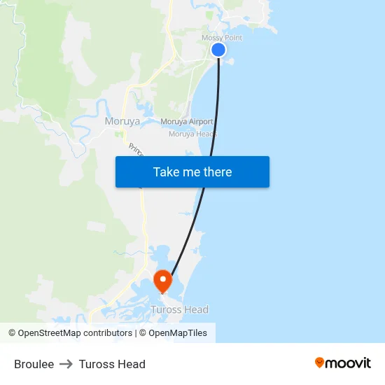 Broulee to Tuross Head map
