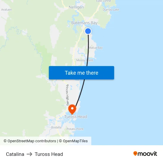 Catalina to Tuross Head map