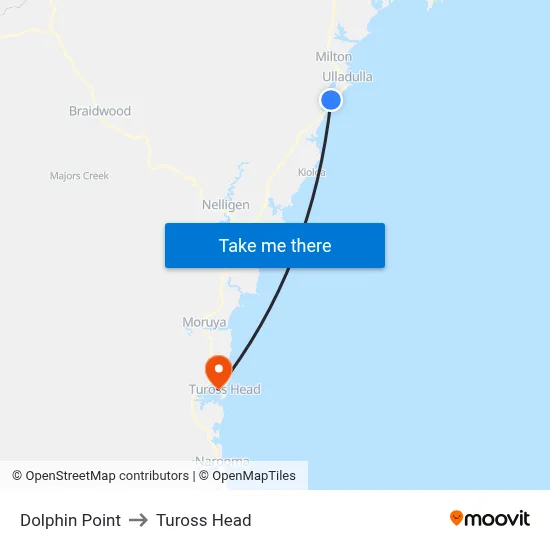 Dolphin Point to Tuross Head map