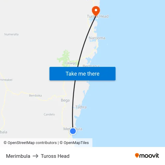 Merimbula to Tuross Head map