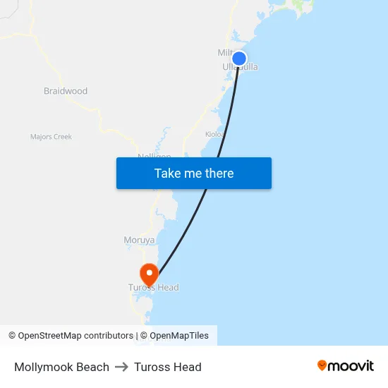 Mollymook Beach to Tuross Head map