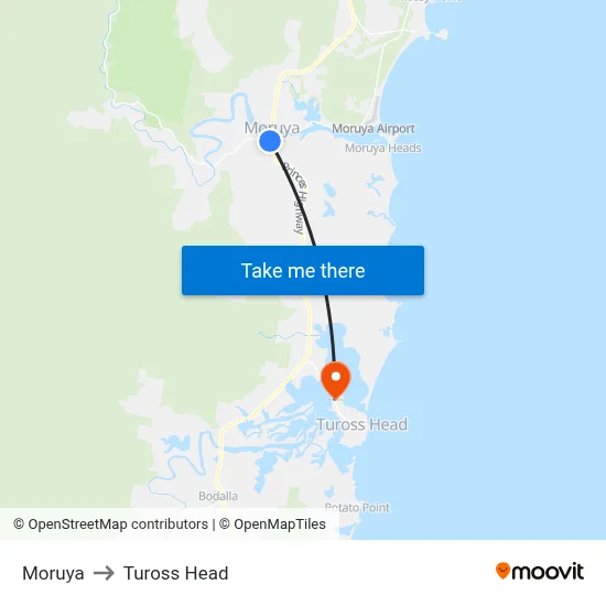 Moruya to Tuross Head map