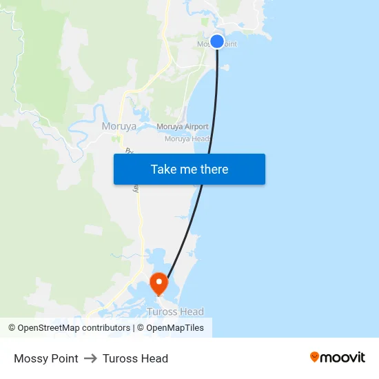 Mossy Point to Tuross Head map