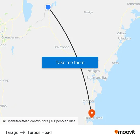 Tarago to Tuross Head map