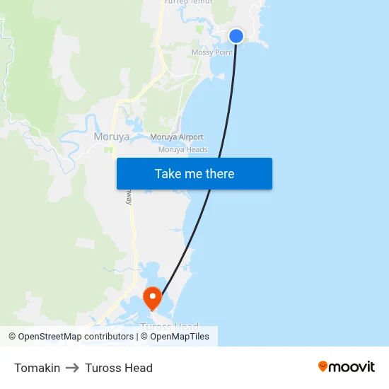 Tomakin to Tuross Head map