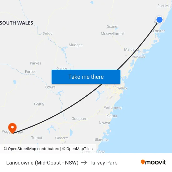 Lansdowne (Mid-Coast - NSW) to Turvey Park map