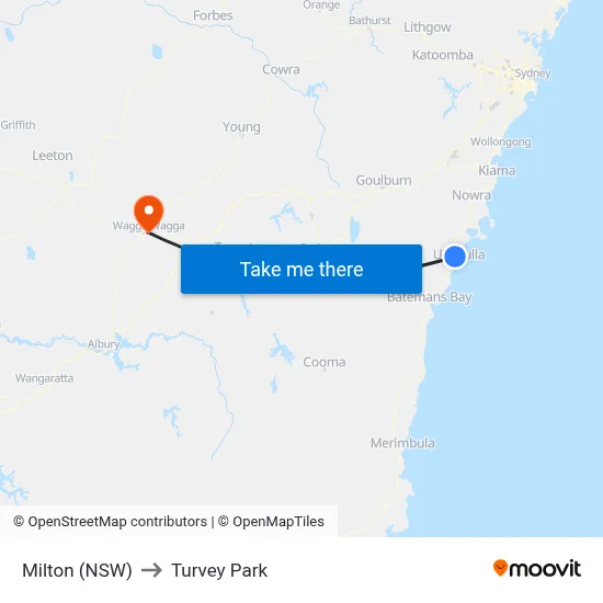 Milton (NSW) to Turvey Park map