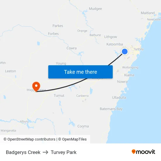 Badgerys Creek to Turvey Park map