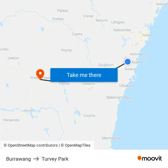 Burrawang to Turvey Park map