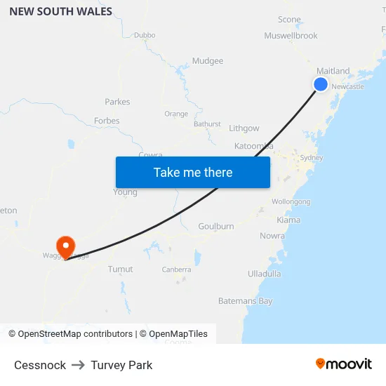 Cessnock to Turvey Park map