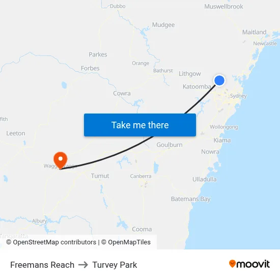 Freemans Reach to Turvey Park map