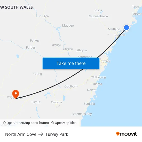 North Arm Cove to Turvey Park map