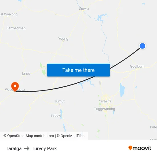 Taralga to Turvey Park map