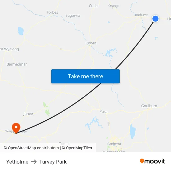 Yetholme to Turvey Park map