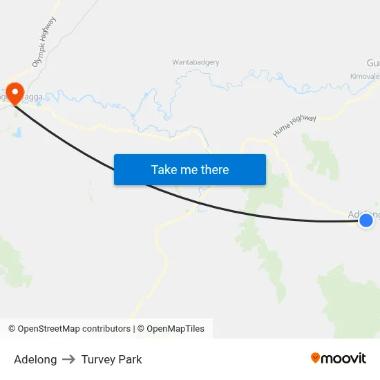 Adelong to Turvey Park map