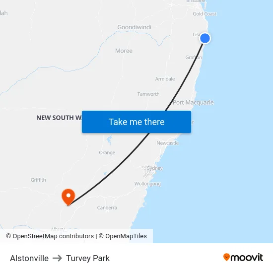 Alstonville to Turvey Park map